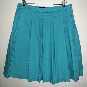 Talbots Teal Blue Pleated Polka Dot A-Line Skirt Sz 18